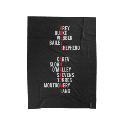 Grey's Anatomy Early Cast Names Velveteen Blanket