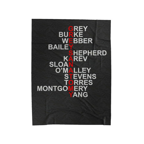 Greys Anatomy Characters Velveteen Blanket