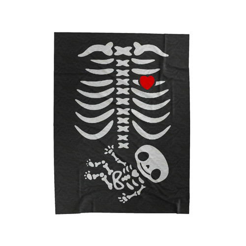 Halloween Pregnancy Announcement Pregnant Skeleton Velveteen Blanket