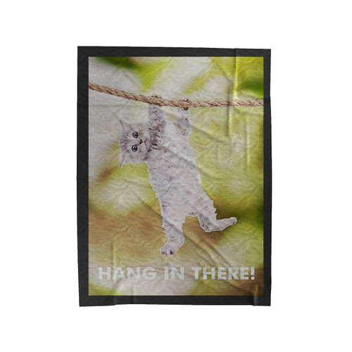 Hang In There Cat Retro Motivational Cool Velveteen Blanket