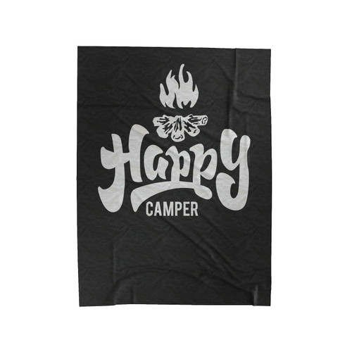 Happy Camper Outdoors Lettering Velveteen Blanket