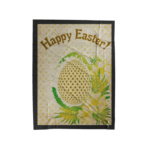Happy Easter Vintage With Flower Velveteen Blanket