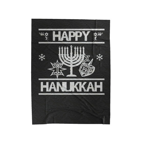 Happy Hanukkah Ugly Chanukah Menorah Holiday Of Light Jewish Candles Holiday Ugly Velveteen Blanket
