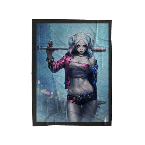 Harley Quinn Baseball Bat Velveteen Blanket