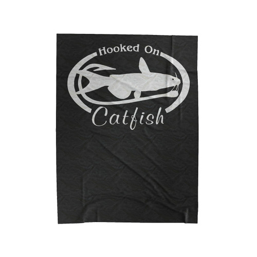 Hooked On Catfish Fishing Hook Velveteen Blanket