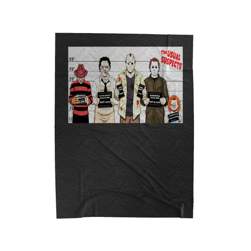 Horror Movies Mugshot The Usual Suspects Jason Freddy Velveteen Blanket