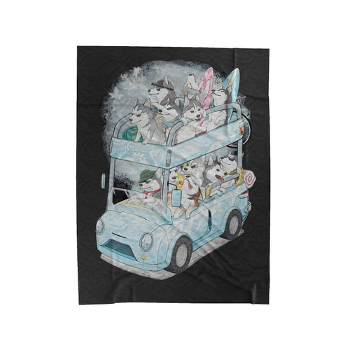 Husky Family Velveteen Blanket