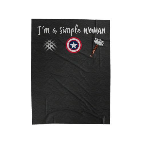 I'm A Simple Woman Xmen, Captain America And Thor Hammer Velveteen Blanket