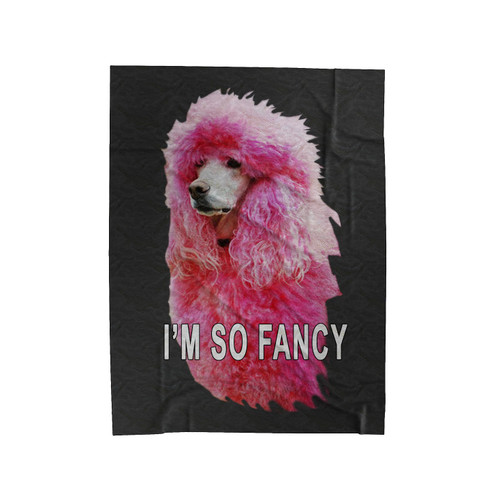 Im So Fancy Pink Poodle Velveteen Blanket
