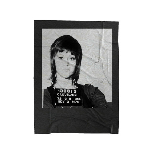 Jane Fonda Mugshot 1970 Velveteen Blanket