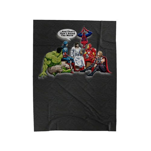 Jesus And Superheroes And That's How I Saved The World Great Velveteen Blanket