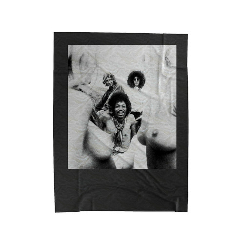 Jimi Hendrix At Woodstock 1969 Hippie Chicks Rock Velveteen Blanket