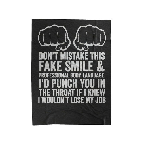 Job Makes Me Want To Throat Punch Velveteen Blanket