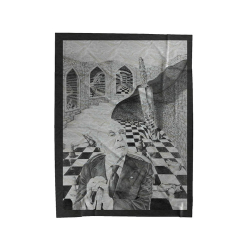 Jorge Luis Borges Illustration Velveteen Blanket
