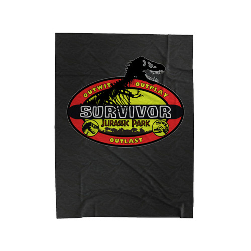 Jurassic Park Survivor Design Logo Velveteen Blanket