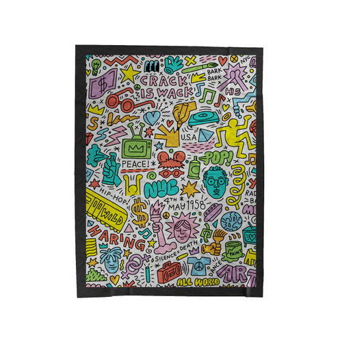 Keith Haring Life And Work Velveteen Blanket