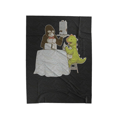 King Kong Versus Godzilla Monkey Dinner Funny Velveteen Blanket