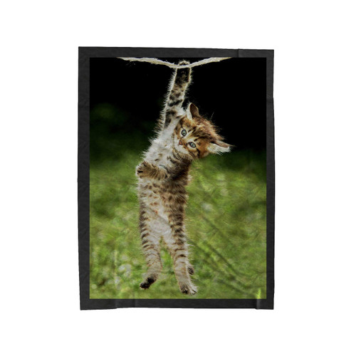 Kitten Hang In There Velveteen Blanket