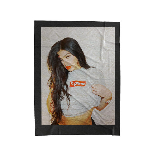 Kylie Jenner Wearing Supreme 1 Velveteen Blanket