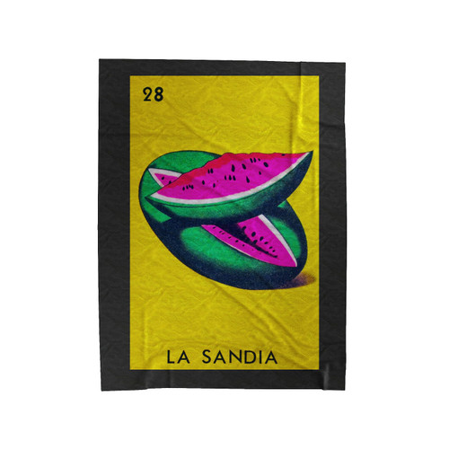 La Sandia Mexican Loteria Bingo Card Velveteen Blanket