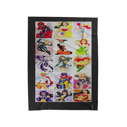 Ladies Of Dc Comics Huntress Wonder Woman Supergirl Catwoman Harley Quinn Velveteen Blanket