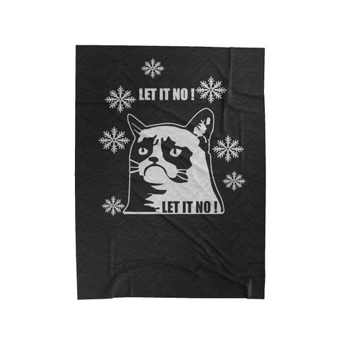Let It No! Grumpy Cat Hipster Merry Christmas Velveteen Blanket