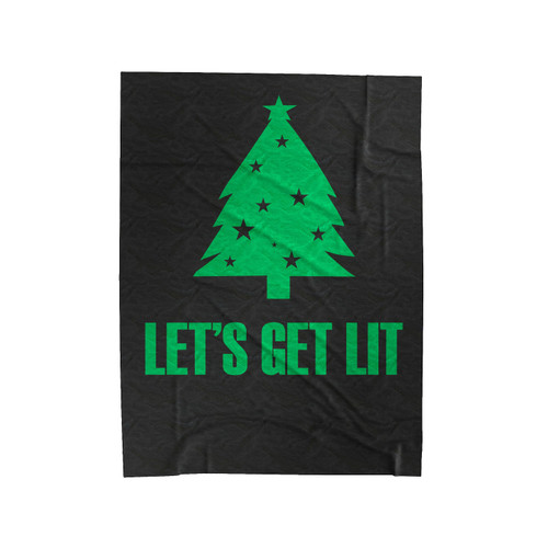 Let's Get Lit Christmas Tree Velveteen Blanket