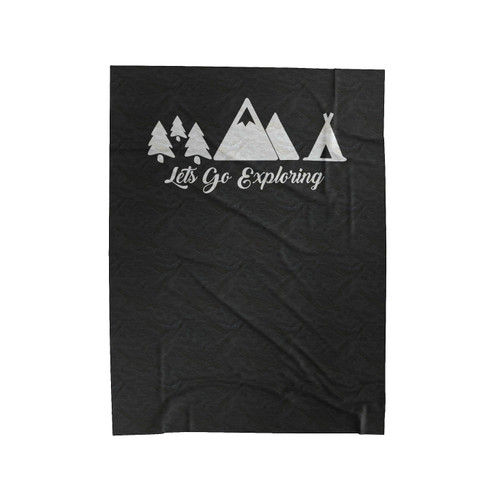 Let's Go Exploring Mountain Camping Modern Trendy Velveteen Blanket