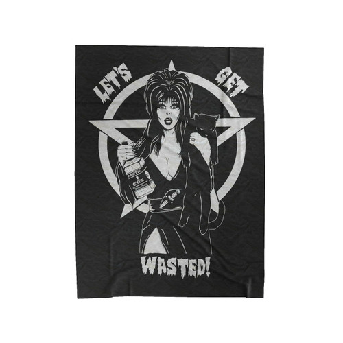Lets Get Wasted With Cats Elvira Inspired Pentagram Witch Craft And Booze And Cats Velveteen Blanket
