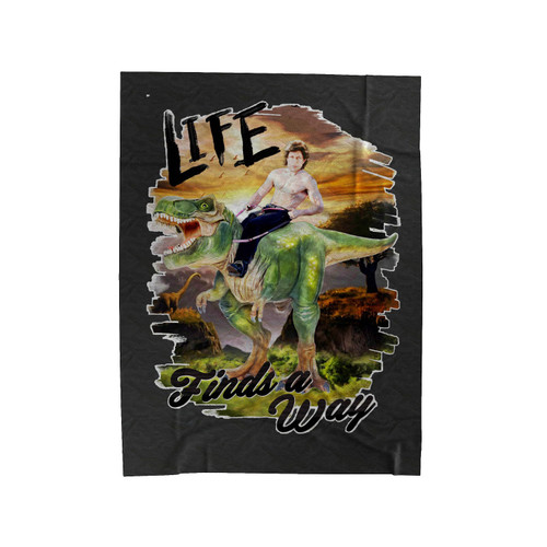 Life Finds A Way Jeff Goldblum Dinosaur Painting Jurassic Park Funny Velveteen Blanket