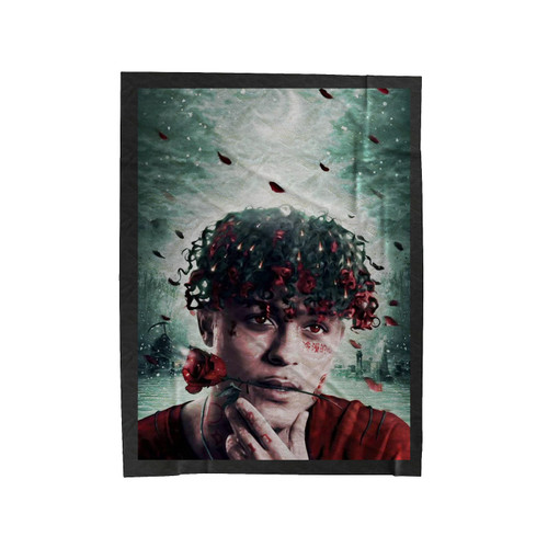 Lil Skies With Red Roses Velveteen Blanket