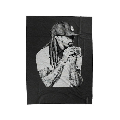 Lil Wayne Face Art Velveteen Blanket