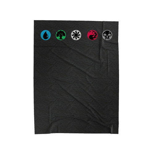 Magic The Gathering White Green Blue Red Black Mana Symbols Velveteen Blanket