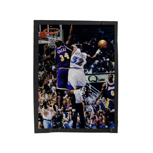 Malone Takes On Shaq Best Nba Players Basketball Velveteen Blanket