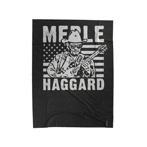 Merle Haggard Country Music Legend Highwaymen Vintage Retro Usa American Flag Velveteen Blanket