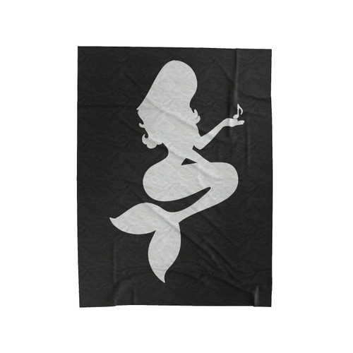 Mermaid Silhouette Music Symbol On Hand Velveteen Blanket