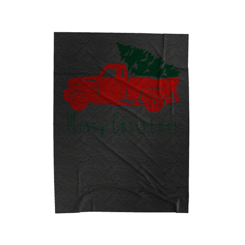 Merry Christmas Truck With Tree Velveteen Blanket
