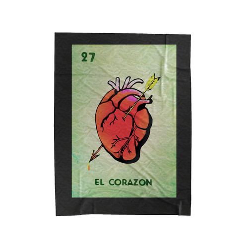 Mexican Loteria El Corazon Velveteen Blanket