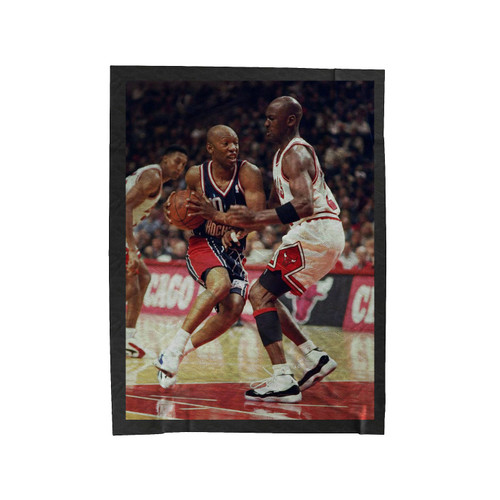 Michael Jordan And Reggie Miller Velveteen Blanket