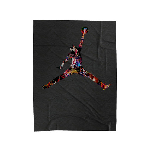 Michael Jordan Collage Logo Velveteen Blanket