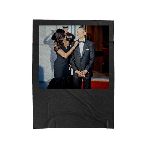 Michelle And Obama Bow Ties Velveteen Blanket