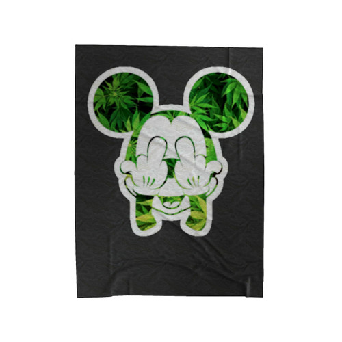 Mickey Mouse Cartoon Hands Flipping The Bird Marijuana Weed Velveteen Blanket
