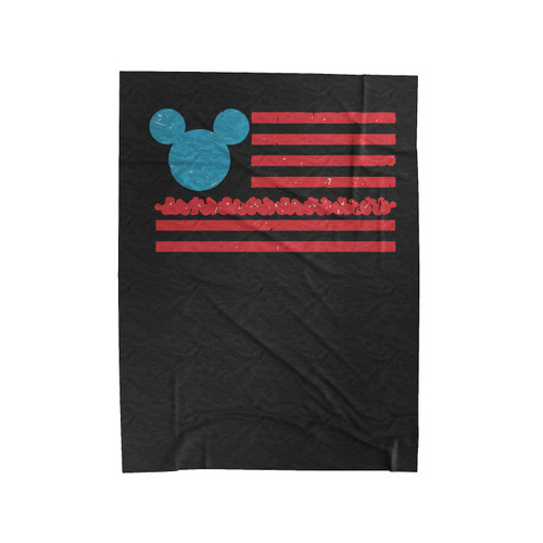 Mickey Mouse Head American Flag Usa Flag Velveteen Blanket