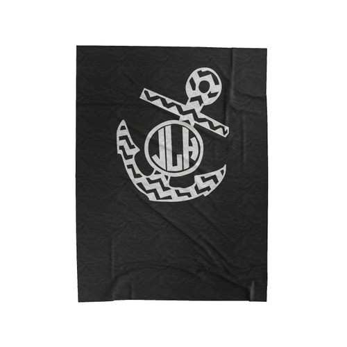 Monogrammed Chevron Anchor Velveteen Blanket