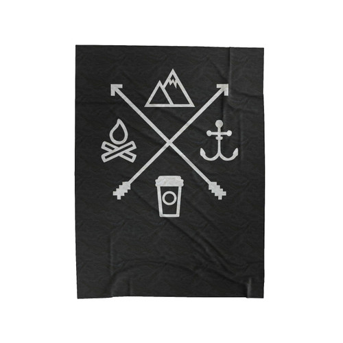 Mountain Anchor Coffee Fire Symbol Velveteen Blanket