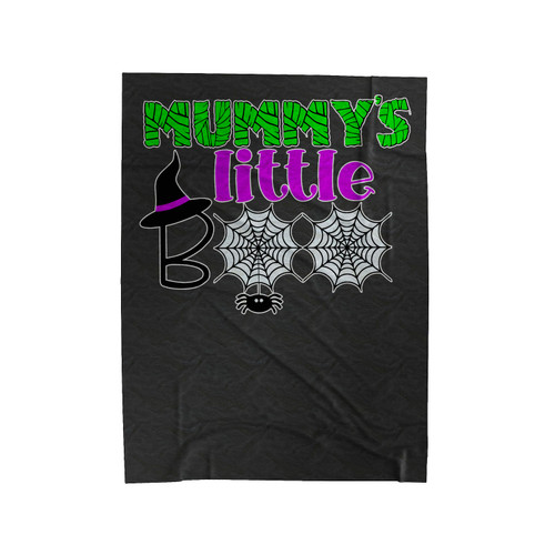 Mummy's Little Boo Halloween Spider Web Velveteen Blanket