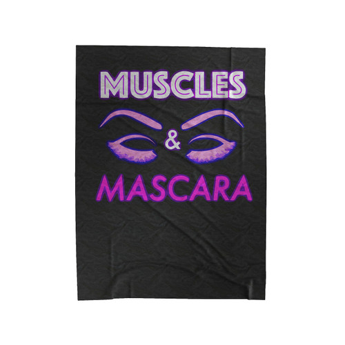 Muscles And Mascara Yoga Gym Running Sport Funny Quotes Velveteen Blanket