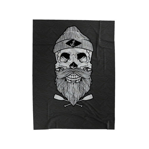 Nautical Skull Anchor Beard Vintage Velveteen Blanket