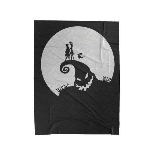 Nightmare Before Christmas Jack And Sally Silhouette Velveteen Blanket