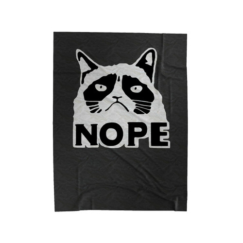 Nope Grumpy Cat Sarcastic Velveteen Blanket